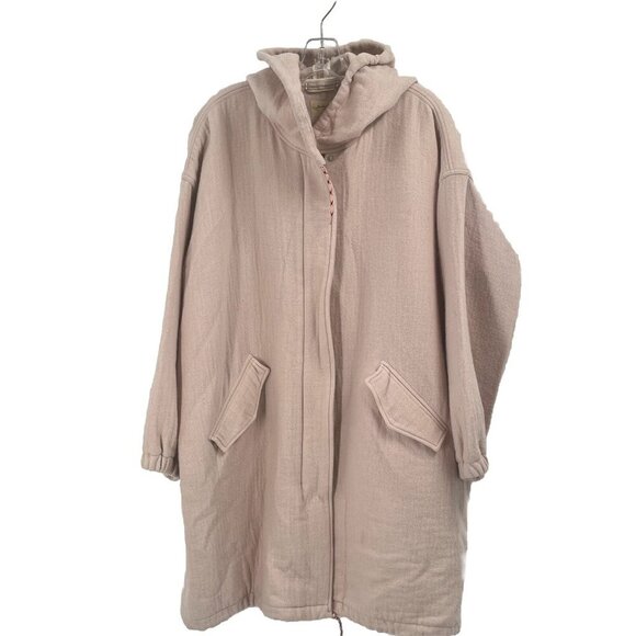 Bellerose Laos Coat Cream Color Wool Blend Hooded Jacket Sz 2 Sz Large - Picture 1 of 8